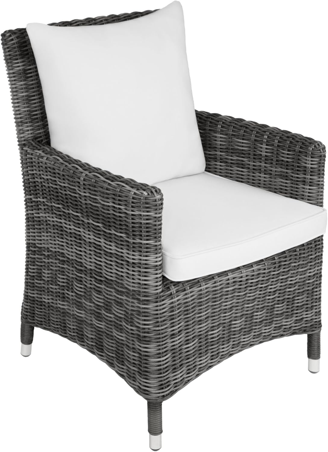 tectake® Gartenstuhl, Rattan Gartenmöbel Set mit Sitz und Rückenkissen