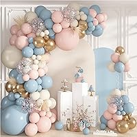 Vista 13 de Ouddy Life Kit de guirnalda de arco de globos azul polvoriento, 152 piezas de arco de globos azul claro y blanco, globo transparente azul pastel