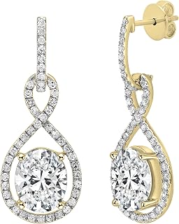 IGI-zertifizierte, ovale, im Labor gewachsene weiße Diamant-Halo-Tropfen-Ohrringe für Damen, 6,75 Karat (cttw), aus 18 Karat massivem Gold