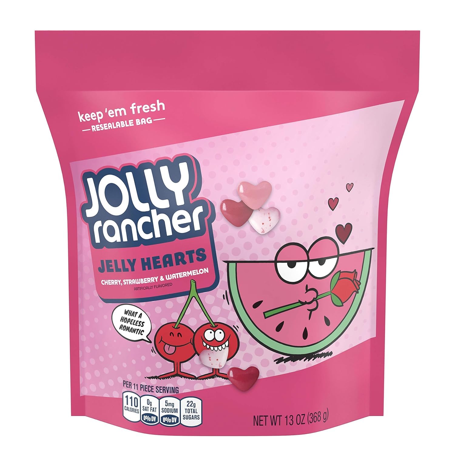 Valentine's Day Jelly Hearts Jelly Beans, 13 oz Releasable Bags Approx 130 count Heart Shaped Candy Jellies, Red, White & Pink Heart Candies, Great Gift or Basket Filler