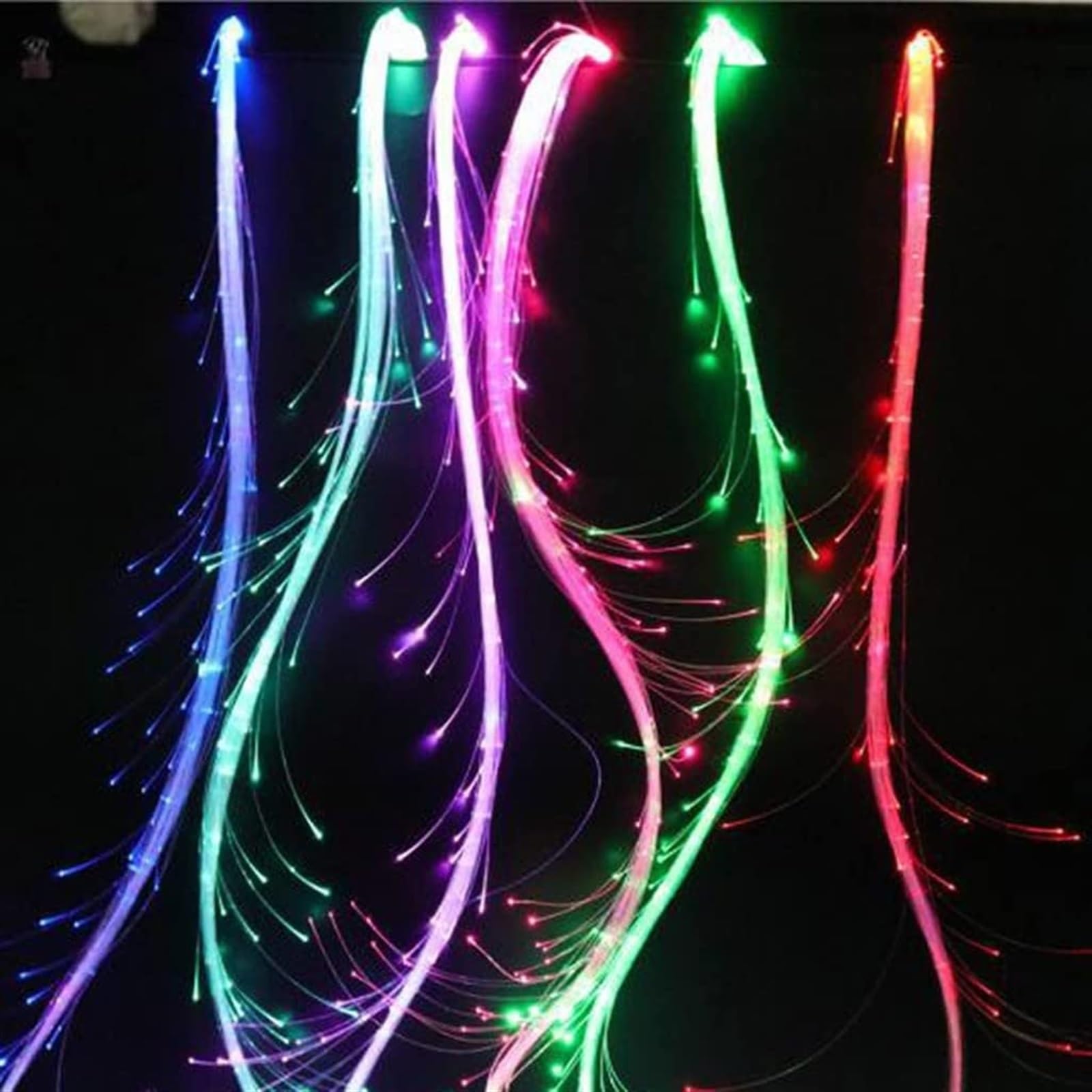 Bicchiere a fibra ottica Frusta in fibra ottica, frusta da discoteca, flusso di frusta a LED, 4 modalità di flusso di scintille Giocattolo con frusta luminosa Puntelli for feste Incredibile luce in fi
