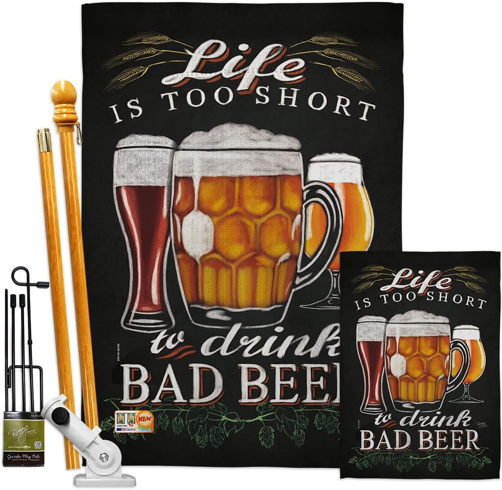 Drink Bad Beer House Flag Beverages Happy Hour Game Pong Party Ale Lager Craft Small Decorative Gift Yard Banner Made In USA 28 X 40