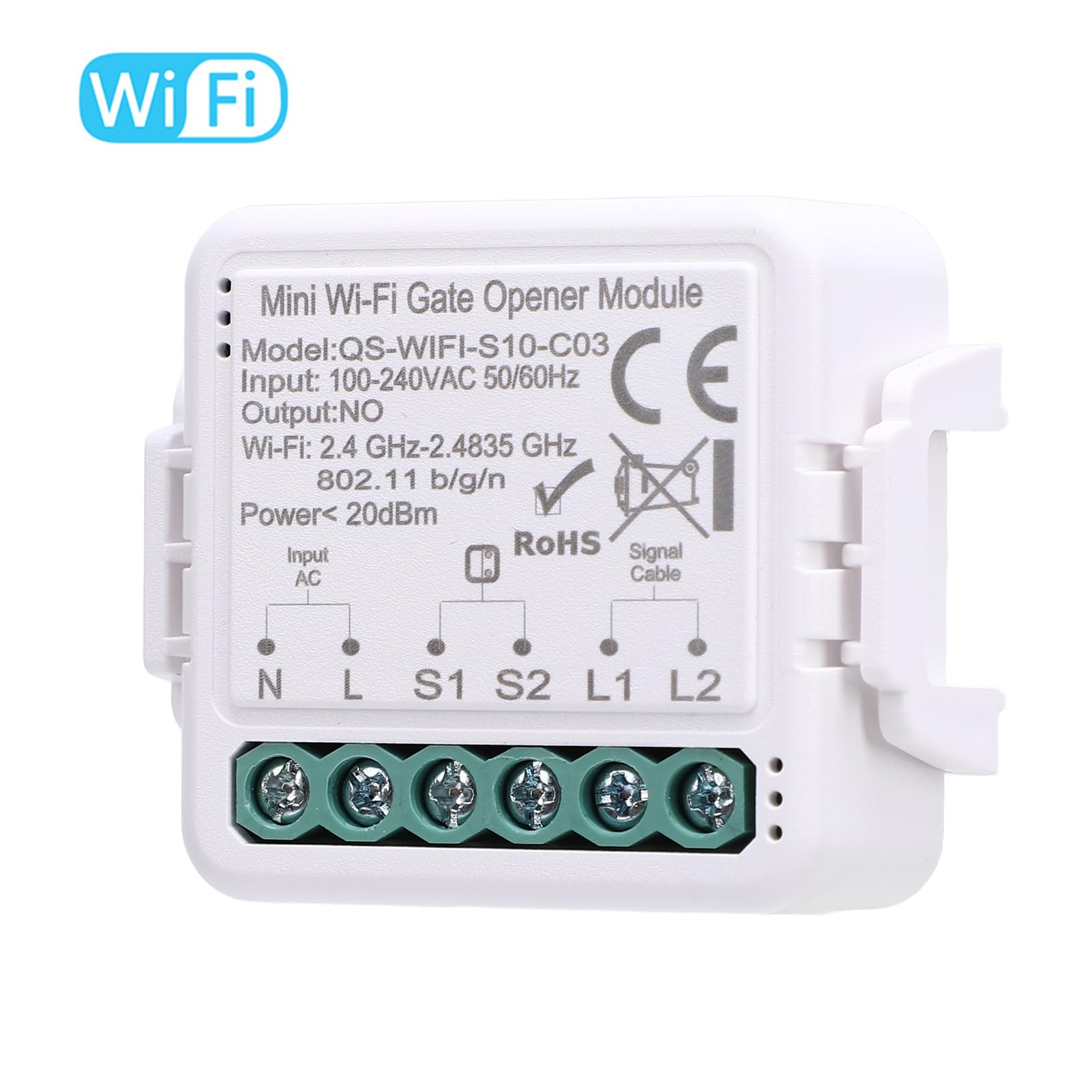 Hyuduo Abridor de Puerta de Garaje Inteligente Wi-Fi, Control de Voz Compatible con, Control Remoto, Función de Temporizador para Automatización del Hogar (QS-WIFI-S10-C03)