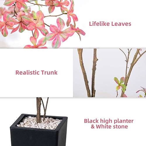 Miniatura 3 de Planta falsa Croton artificial, 23.6 pulgadas de alto con hojas coloridas, palmera de croton sintético en maceta, plantas artificiales para