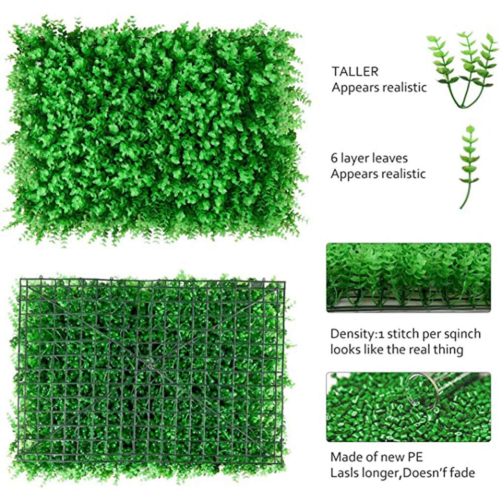 12 Stück Künstliche Pflanzenwand Sichtschutz Hecke Künstlich 60 x 40 x 4cm für Heimdekoration, Gartendekoration, Bürogebäude, Garten und andere Gelegenheiten