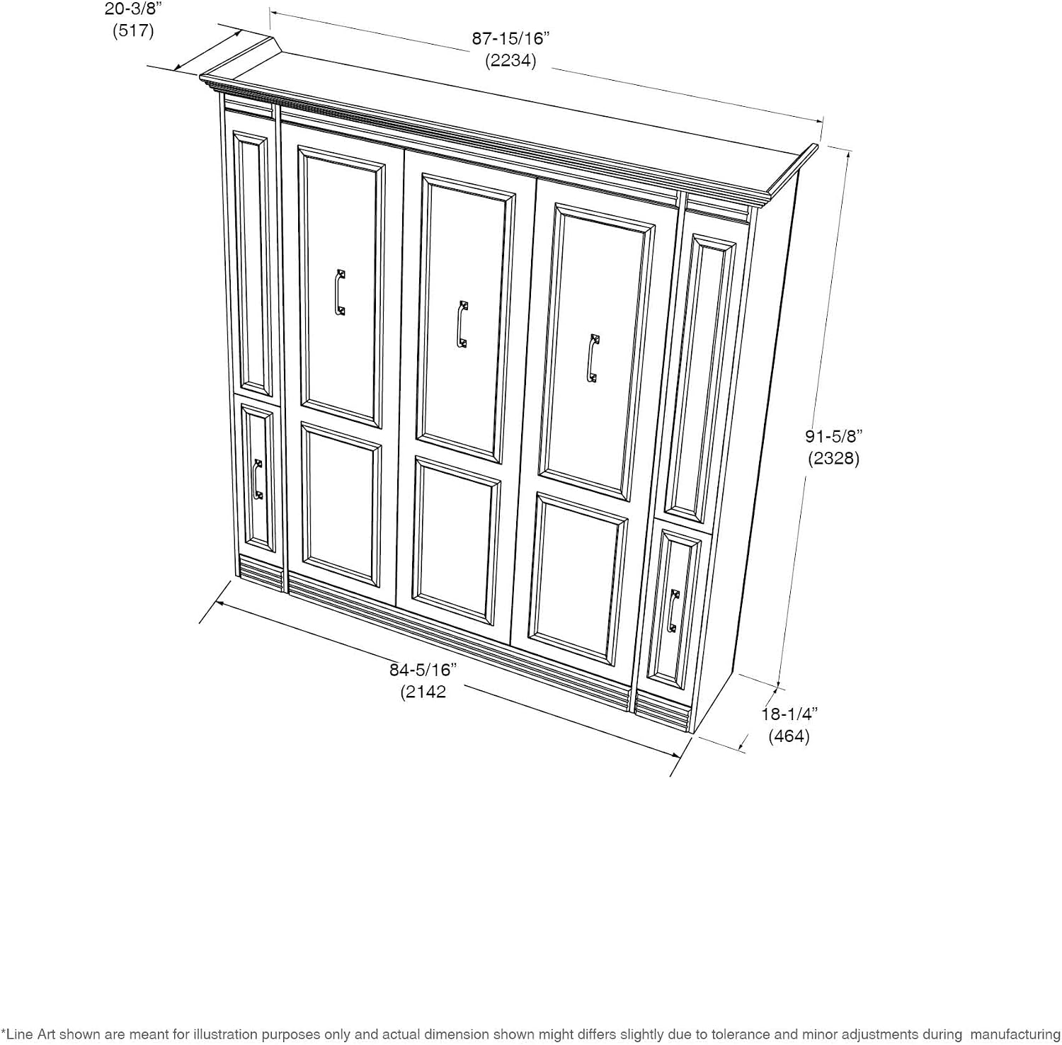Xtraroom Alegra Queen Murphy Bed with Built-in Storage | Engineered and Solid Wood Construction - No Melamine Used | Space Saving Cabinet Wall Bed Queen Size (Warm White)