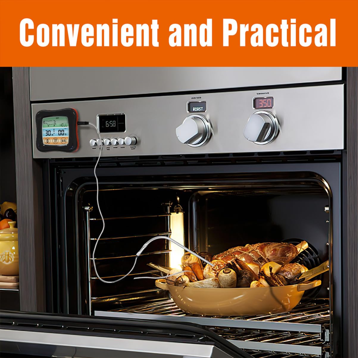 Termometro Digitale Touch per Carne e Barbecue Timer, Nero