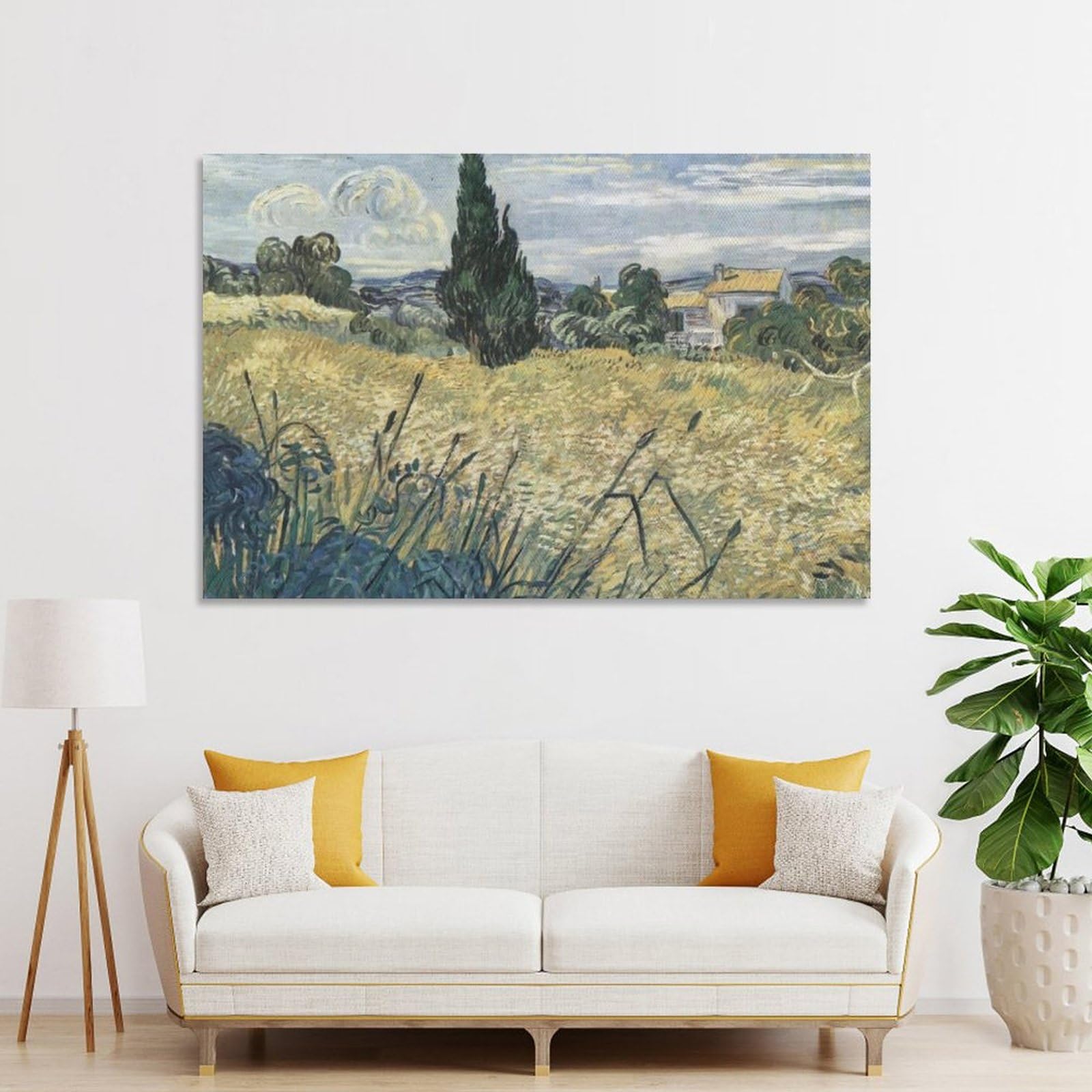 フィンセントファンゴッホ印象派の「糸杉のある緑の麦畑 絵画：フィン