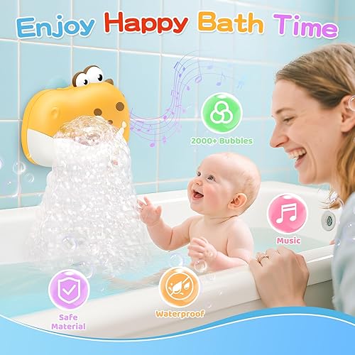 Miniatura 2 de Juguetes de baño para bebés de 1 a 3 4 a 8 años, máquina recargable de burbujas de baño de dinosaurio con música para niños pequeños, juguetes de