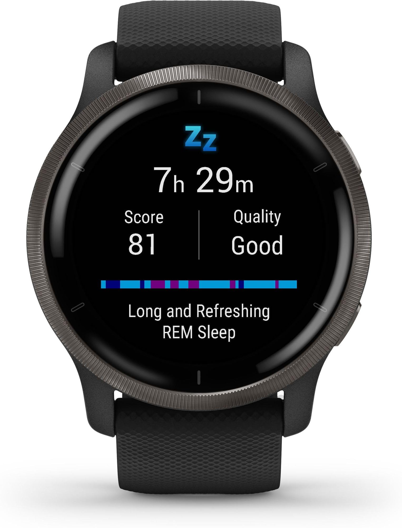 Garmin Venu 2 - Montre connectée GPS Multisports avec écran AMOLED, autonomie Longue durée (11 Jours) – Gris avec Bracelet Noir - Boîtier 45 mm