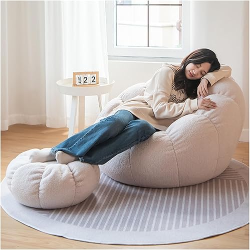 Miniatura 4 de Funda para silla de puf de pétalos de peluche, sofá Lazy Sack suave (sin frijoles) para niños, adultos, parejas, relleno de puf, espuma