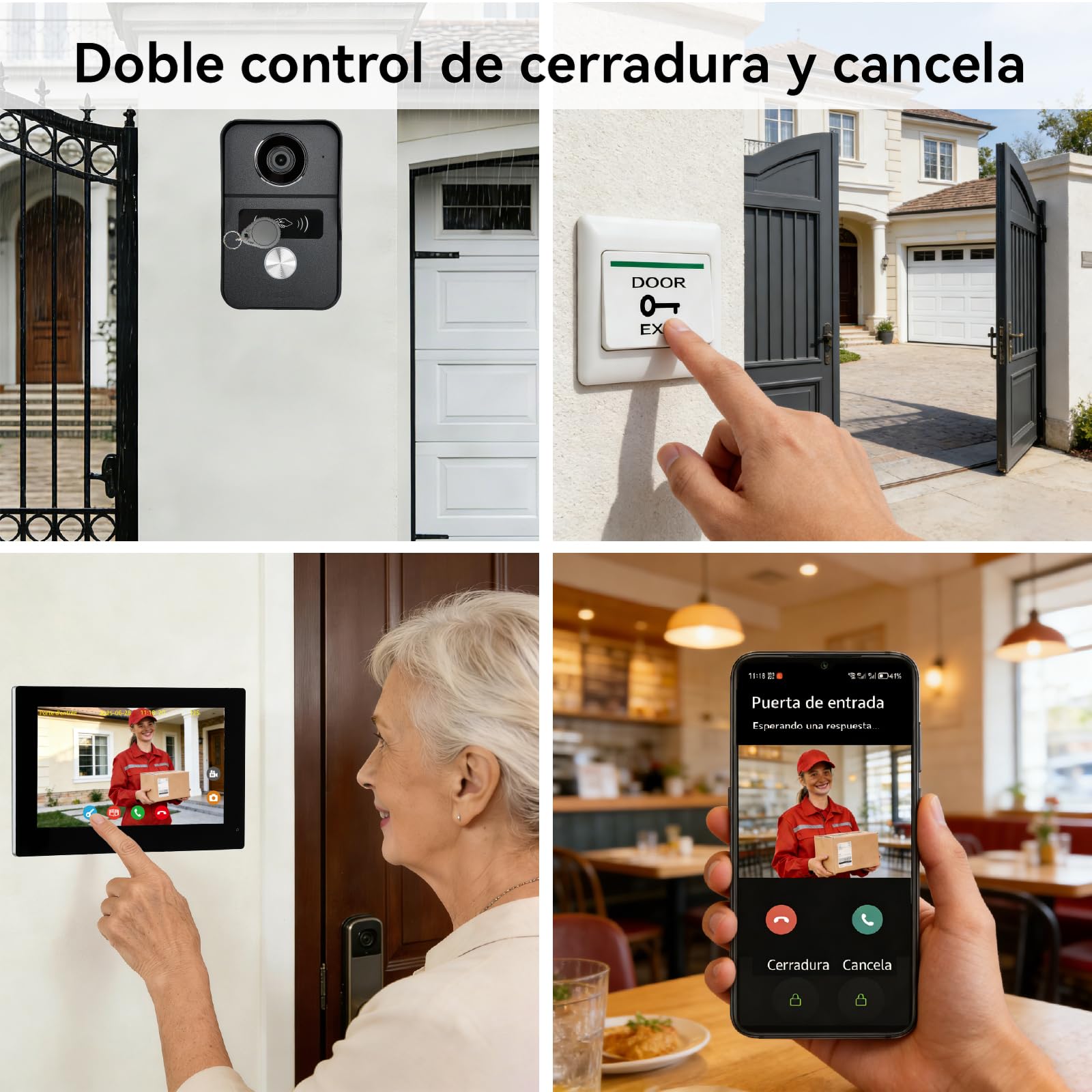 Videoportero Inteligente, Timbre con Video de 2 Hilos con Monitor Táctil de 7 Pulgadas, Audio Bidireccional, videoportero con cámara con Desbloqueo Remoto, Wi-Fi de 2.4 G/5G, KW02-IP7B