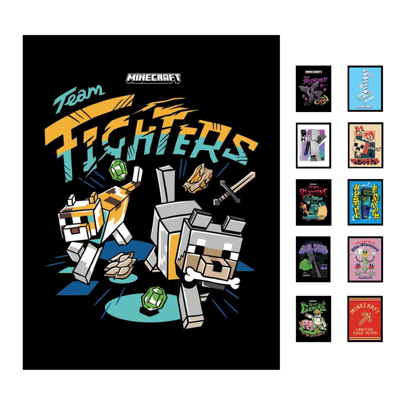 Pyramid International Minecraft (Team Fighters) Collector Print (Framed) 30cm x 40cm - A Stunning Artwork to Enhance Your Collection or Living Space, One Size