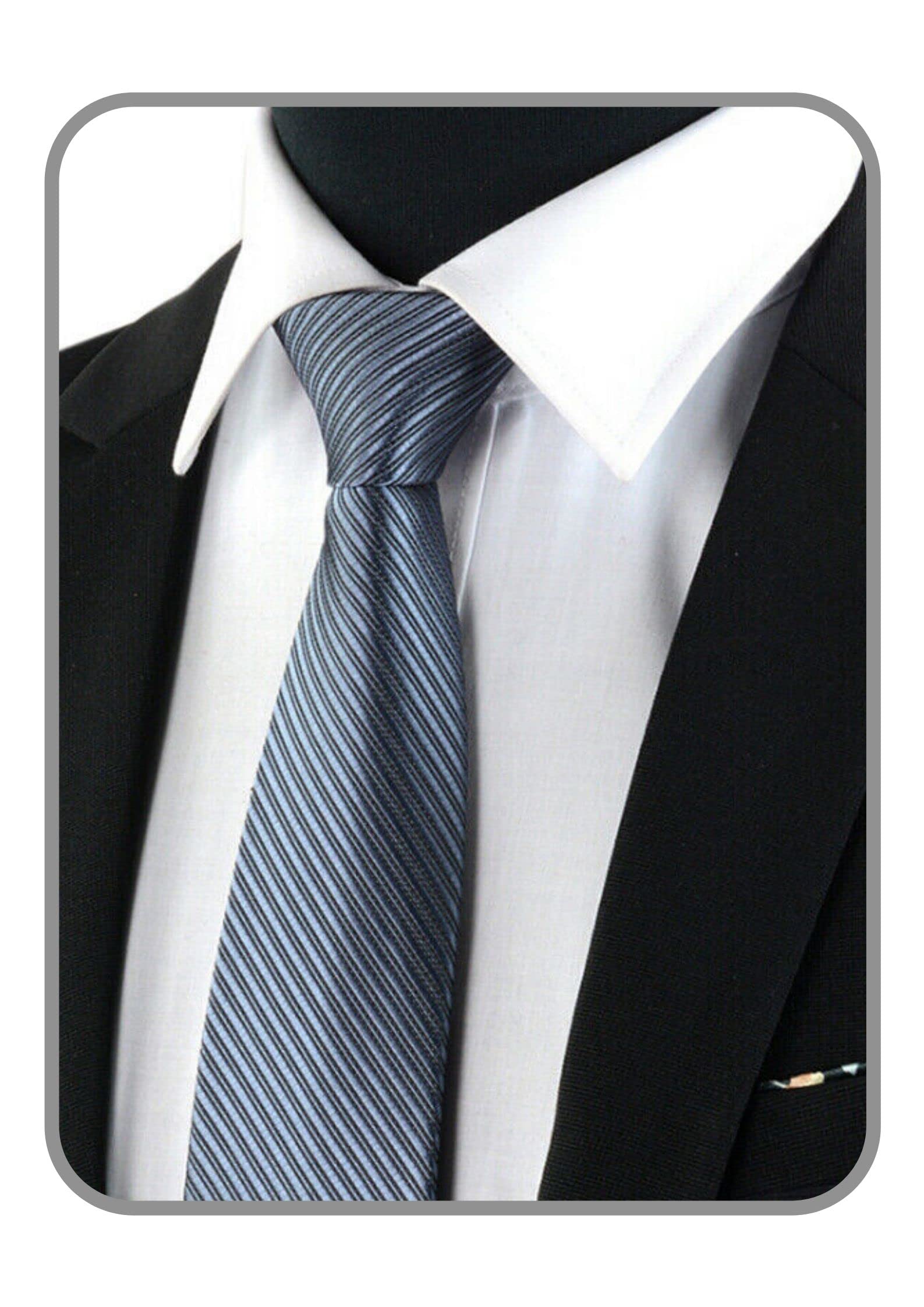 Boolavard Unisex Grey Classic Men's Silk Tie Necktie Woven Jacquard Neck Ties (Grey)