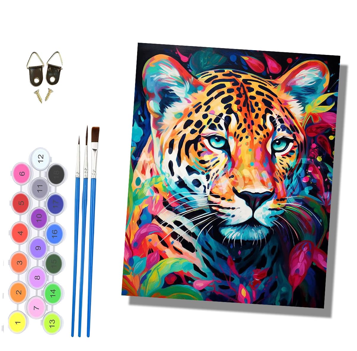 HONGPZH Paint by Numbers for Adults and Beginner Painting by Number Kits On Canvas Without Frame Painting Acrylic Paints Home Wall Decor 40x50cm/16x20in Seven-Color Tiger