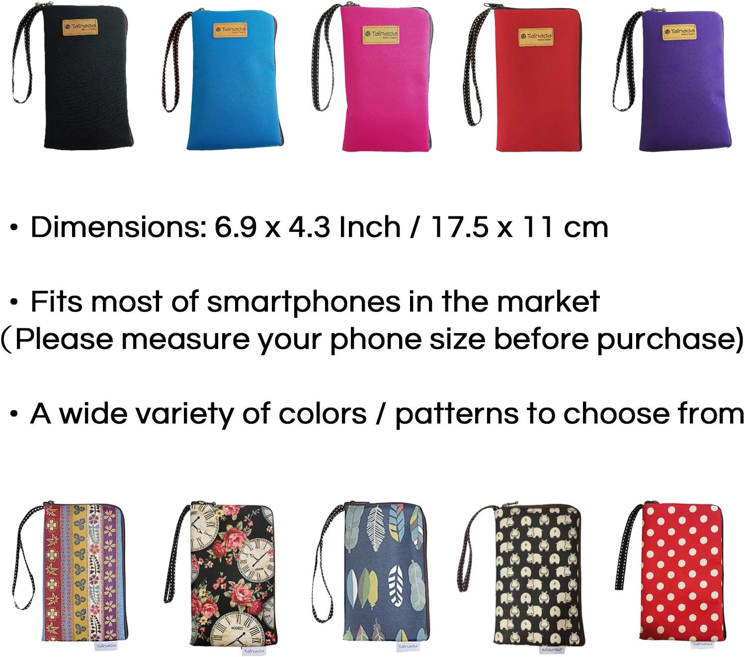 Tainada Women Universal Phone Wristlet Wallet Pouch, Dual Slots Zipper Purse Carry Case Bag for iPhone 16/15/14, 16/15/14 Pro Max, Plus; Samsung S25+, S24, A56; Google Pixel 10, 9a (Black) - Image 7