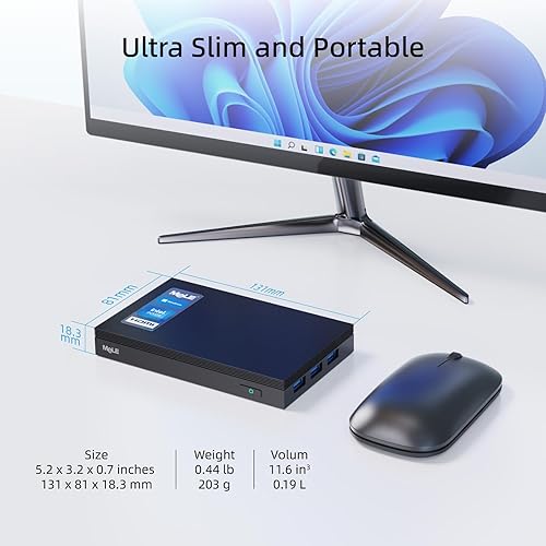 Vista 11 de MeLE Quieter2Q Mini PC sin ventilador, Celeron J4125 8GB 128GB Micro Computer, pequeño escritorio con Gigabit Ethernet PXE Dual HDMI 4K desbloqueo