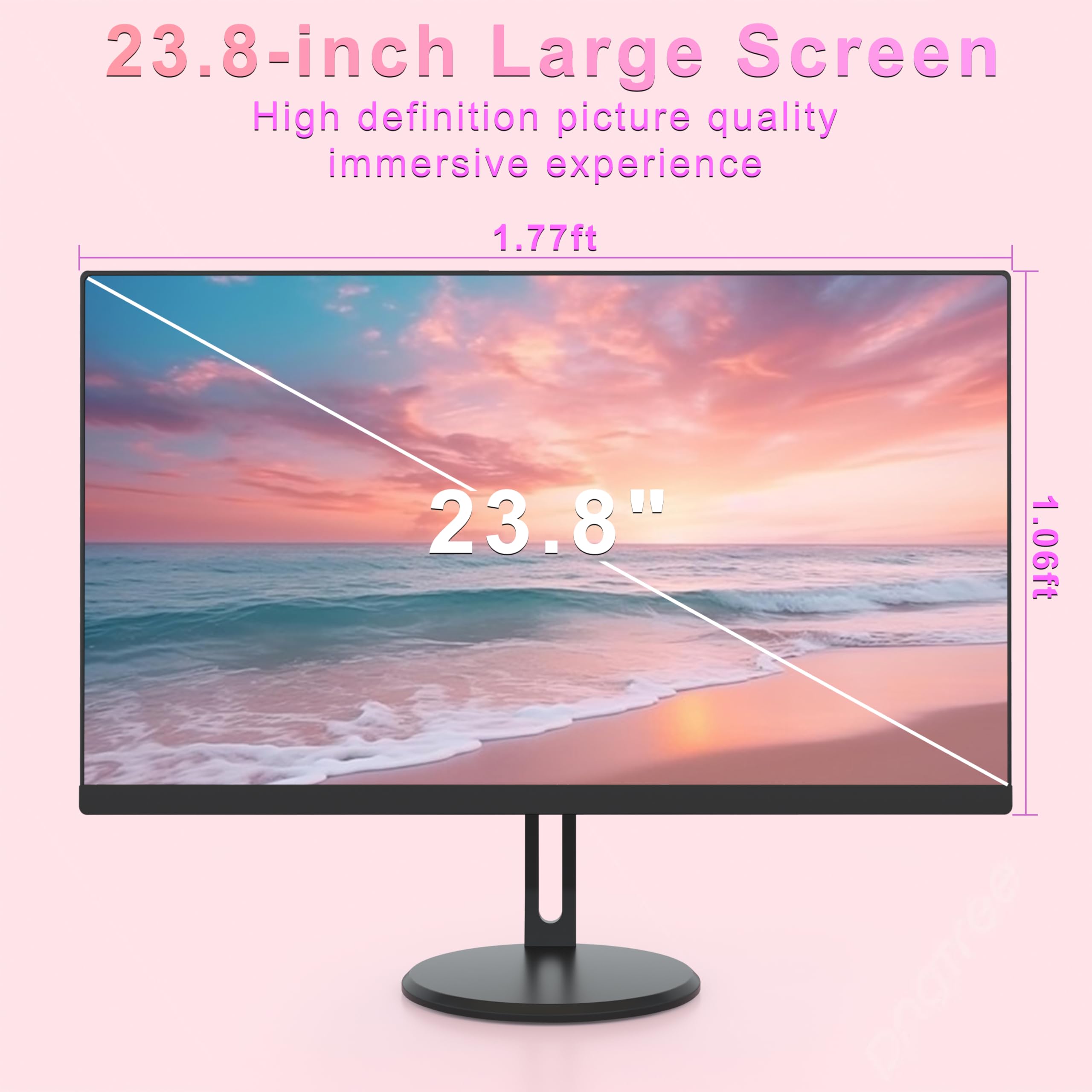 Ordinateur Tout-en-Un 23,8 Pouces IPS, i5, 16Go DDR, SSD 512Go, caméra rétractable, Wi-FI Bluetooth, Nombreux Ports, Clavier et Souris Inclus，Idéal pour Le Bureau et la Vie Quotidienne