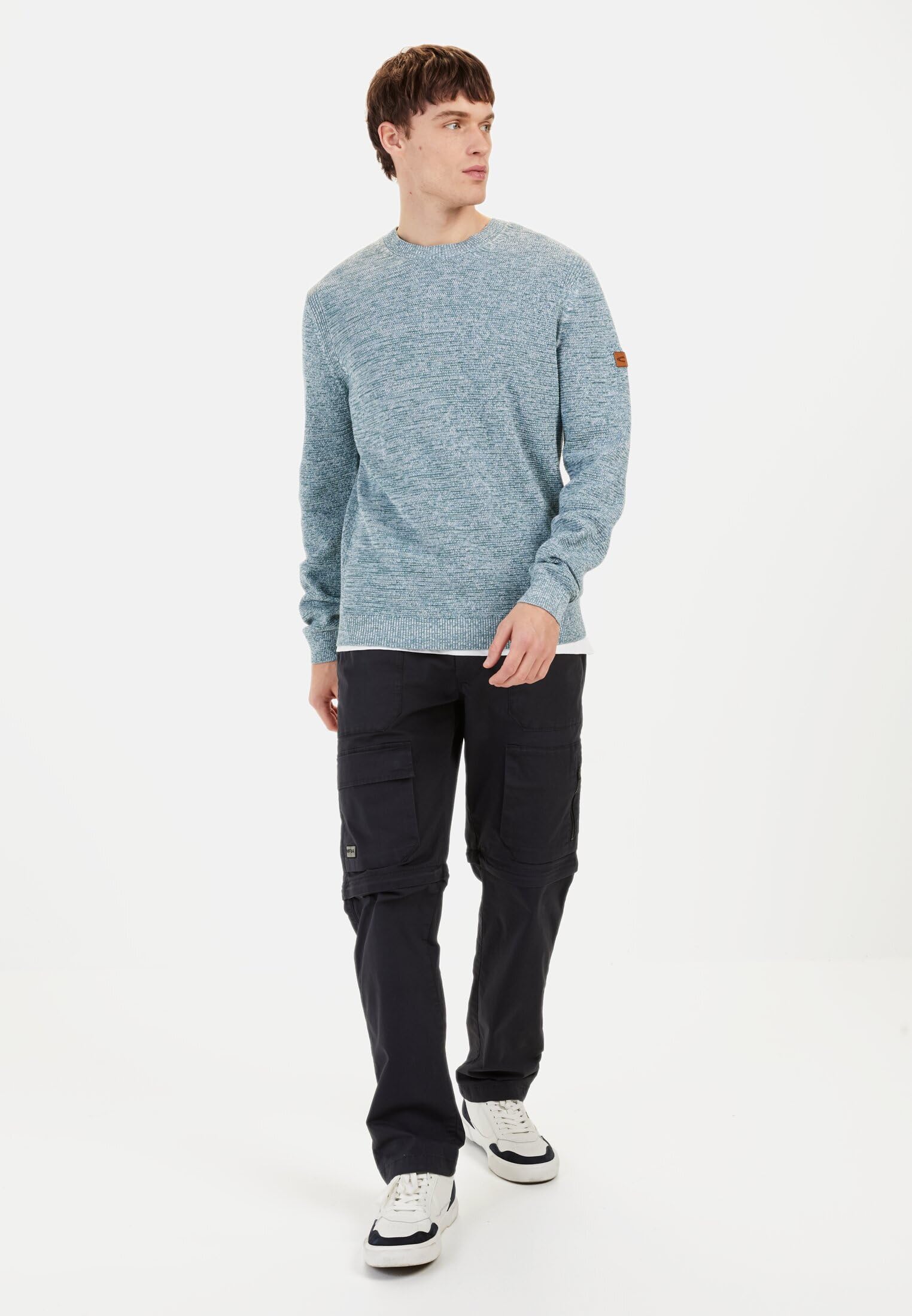 camel active Herren Rundhals Pullover aus Baumwolle