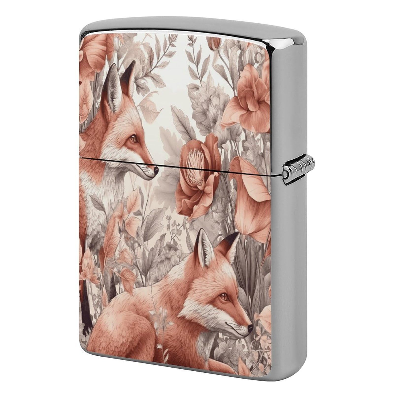Fekiloot Style Fox And Plants Lighter Case Cover Lighter Holder