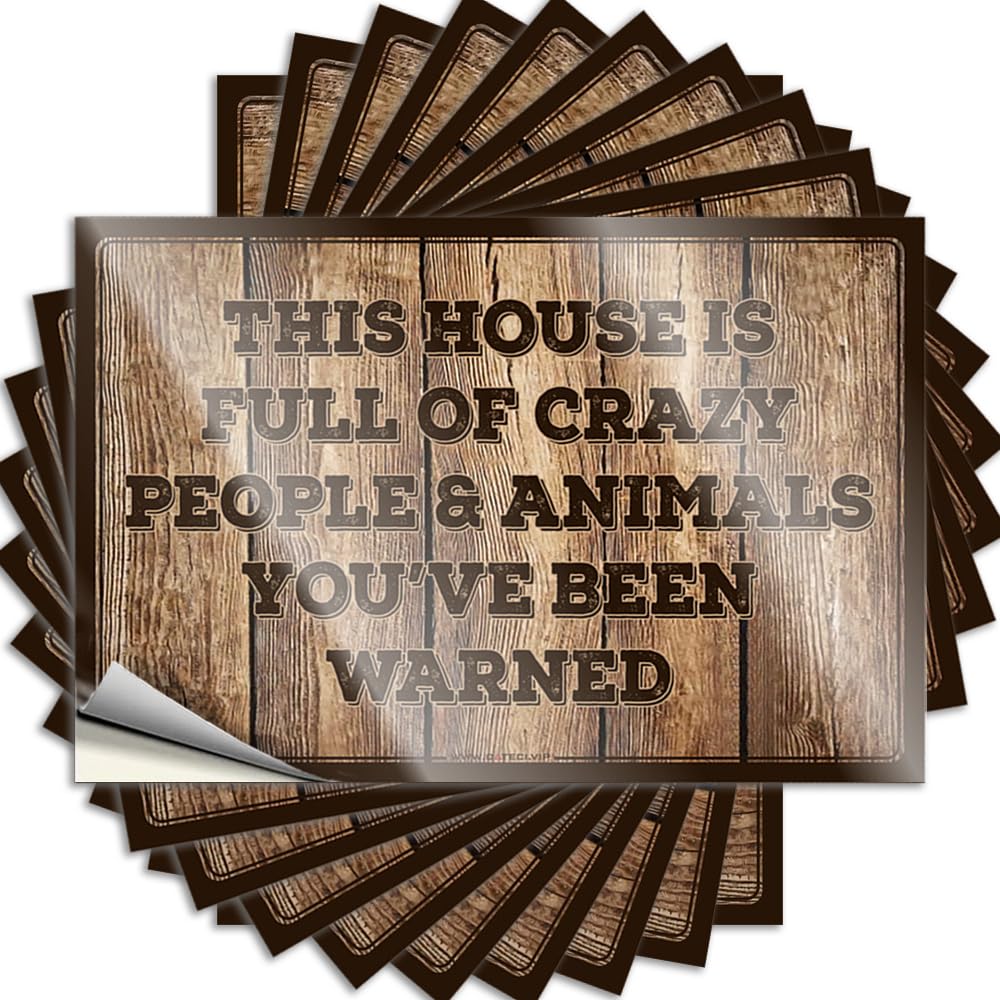 Sticker Big Vinyl Decals, Mens Bathroom Decor Waterproof Bottle Stickers for Water Bottle | This House is Full of Crazy People and Animals Perfect for Long Laptop Decor(8X12CM)