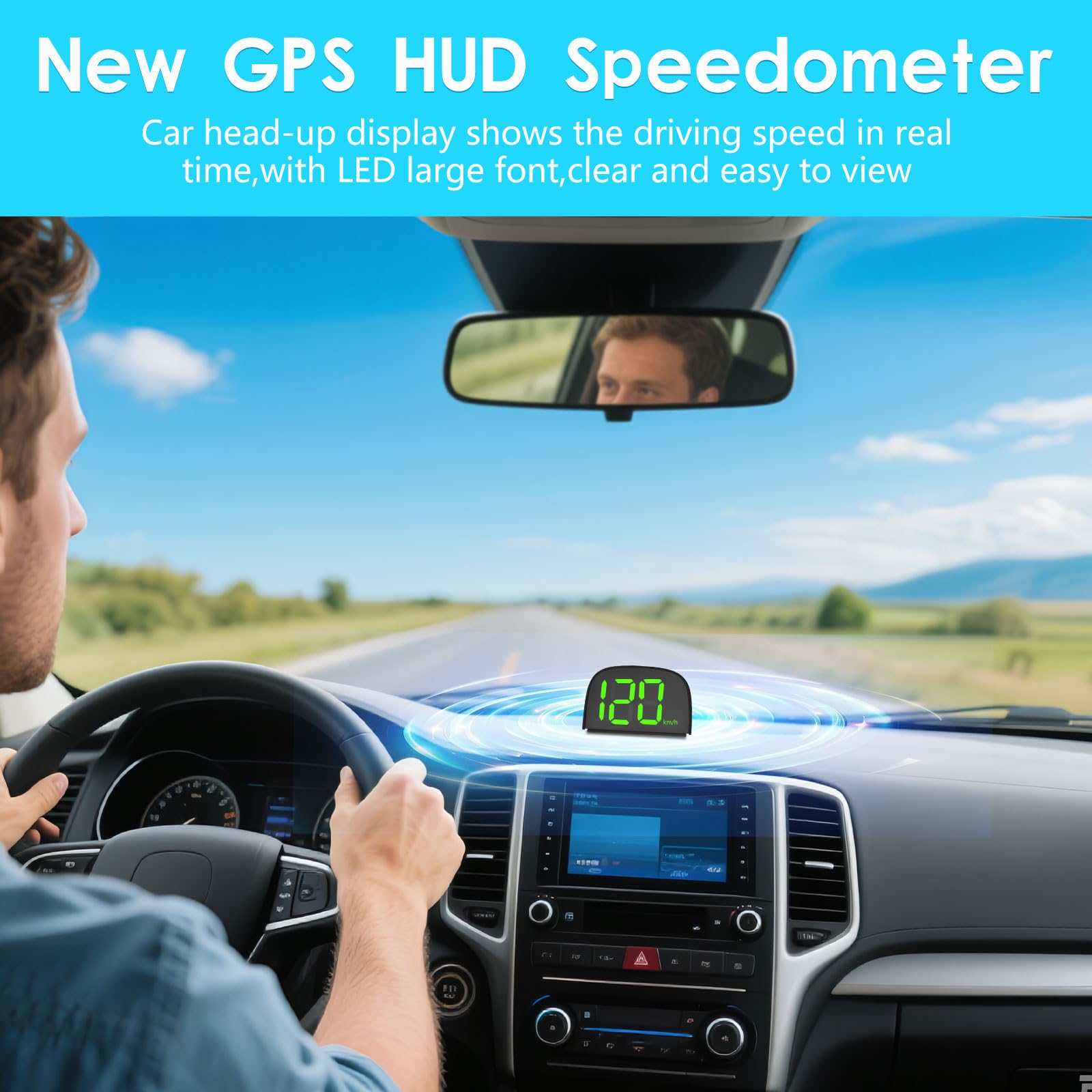 Tachimetro digitale per auto, HUD Auto Head Up Display, Tachimetro Intelligente GPS Digitale Universale, Tachimetro per Moto, Plug and Play, Carica USB, LED Grande schermo per Auto, Camion, Moto