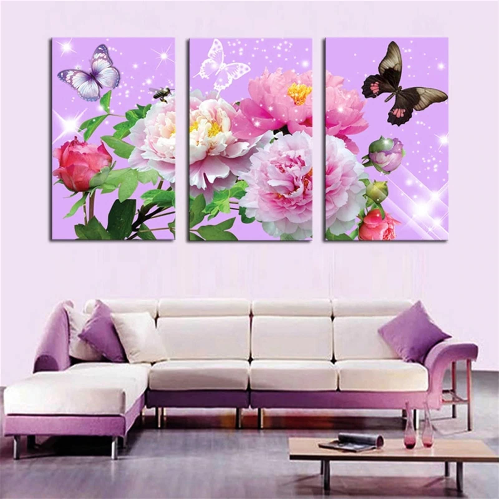 Kit Diamond Painting Farfalla E Fiori - 30x40 Cm - Con Diamanti 5D - Attivit&agrave; Creativa