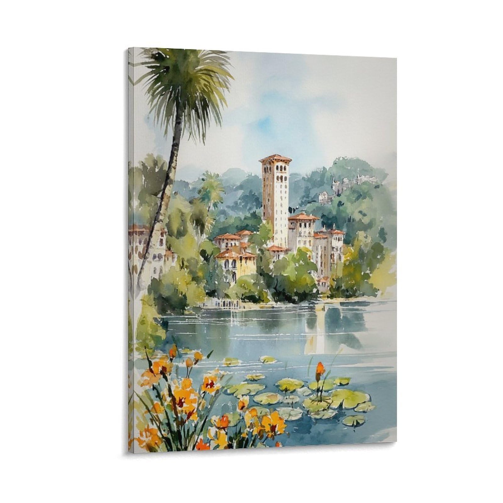 XWYMXZ Orlando Watercolor 20x30inch(50x75cm) Vintage Travel Poster Watercolor Canvas Art