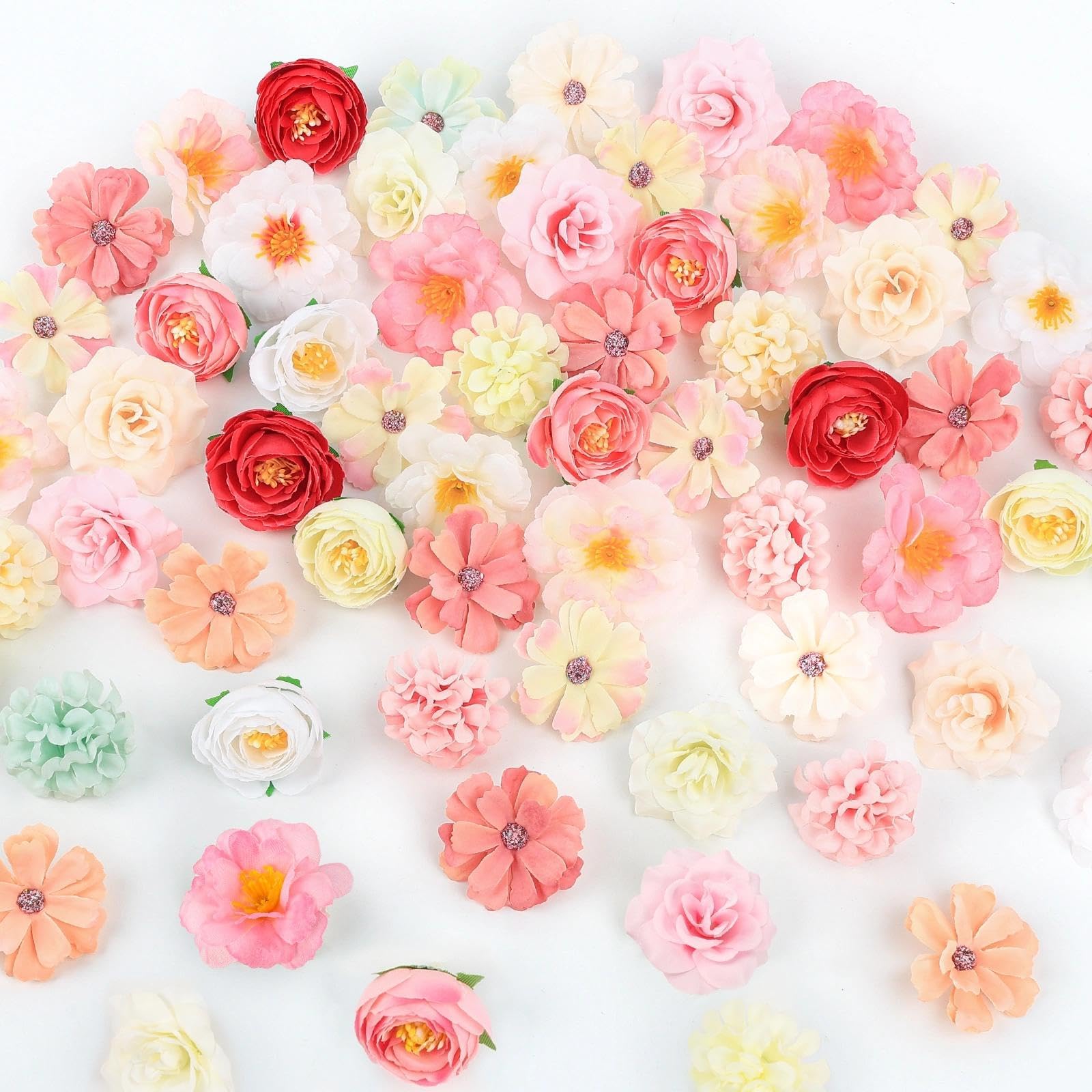 Photo 1 of ATTGREAT Mini Silk Flower Heads Craft Decor, 110 Pcs (Pink)