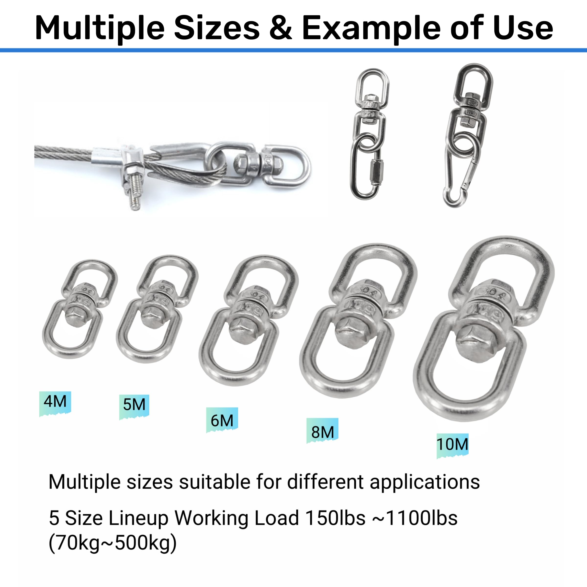 Anelli Girevoli In Acciaio Inox 304 - 5 Pezzi M4 | Per Chiavi, Sollevamento, Fai Da Te - Foto 9