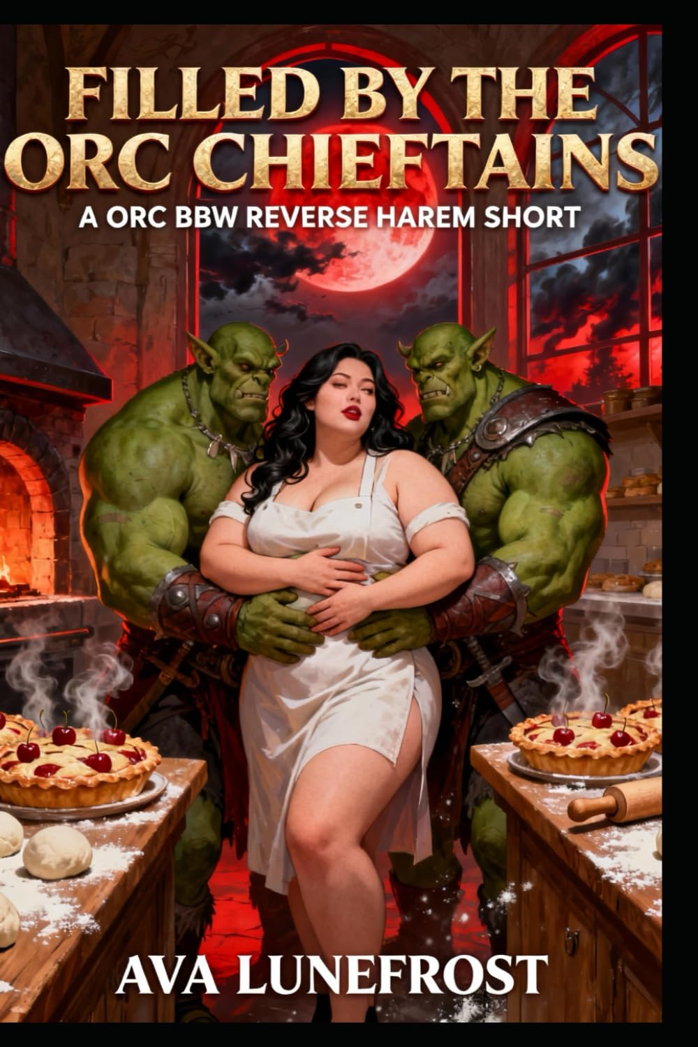 Filled by the Orc Chieftains: A BBW Orc Reverse Harem Short (Under The Blood Moon)