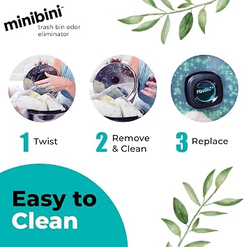 Minibini Trash Can Deodorizer and Odor Eliminator, Garbage Can Air Freshener and Odor Control Up to 90 Days, Device Plus Refill