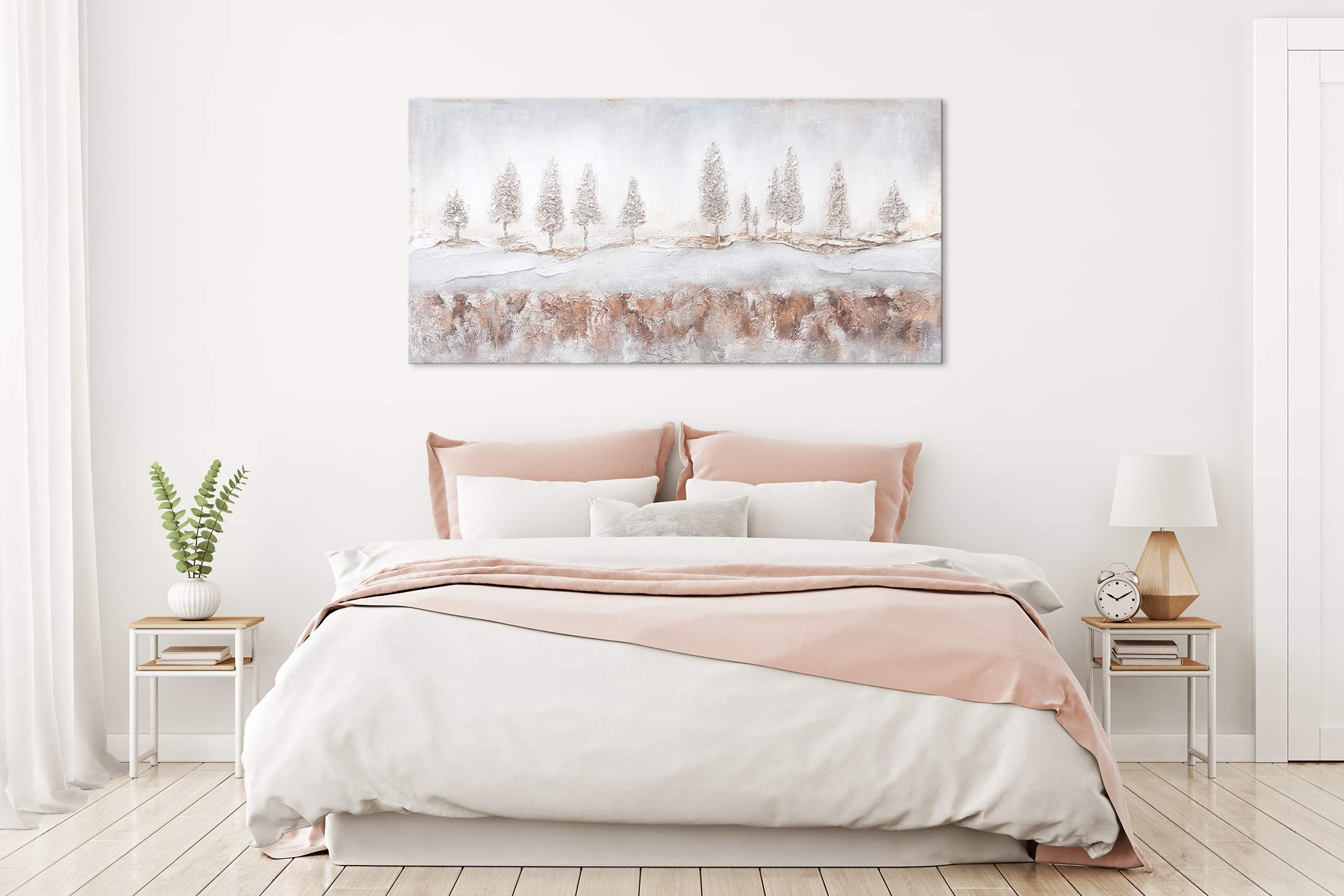 YS-Art Pittura acrilica su tela dipinta a mano Alba Arredamento del salotto tele per camera da letto texture, colori chiari 120x60 cm