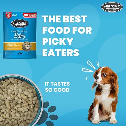 Miniatura 9 de Muenster Bocaditos de pollo liofilizados – Comida para perros, golosinas, batidora o adorno (5 onzas) – Sin granos