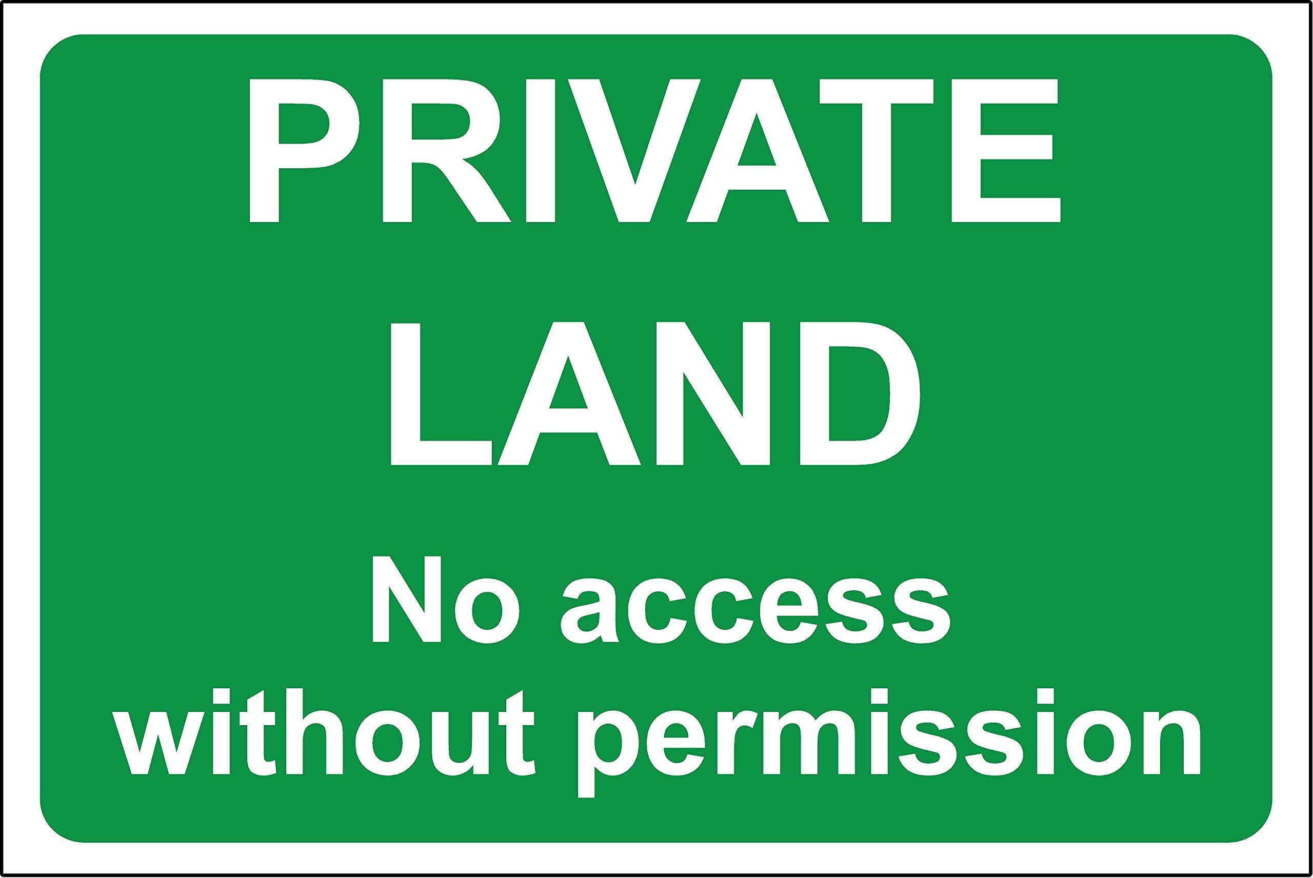 Kpcm Display Ltd Green Private Land No Access Without Permission Sign - 3Mm Aluminium Sign 300Mm X 200Mm