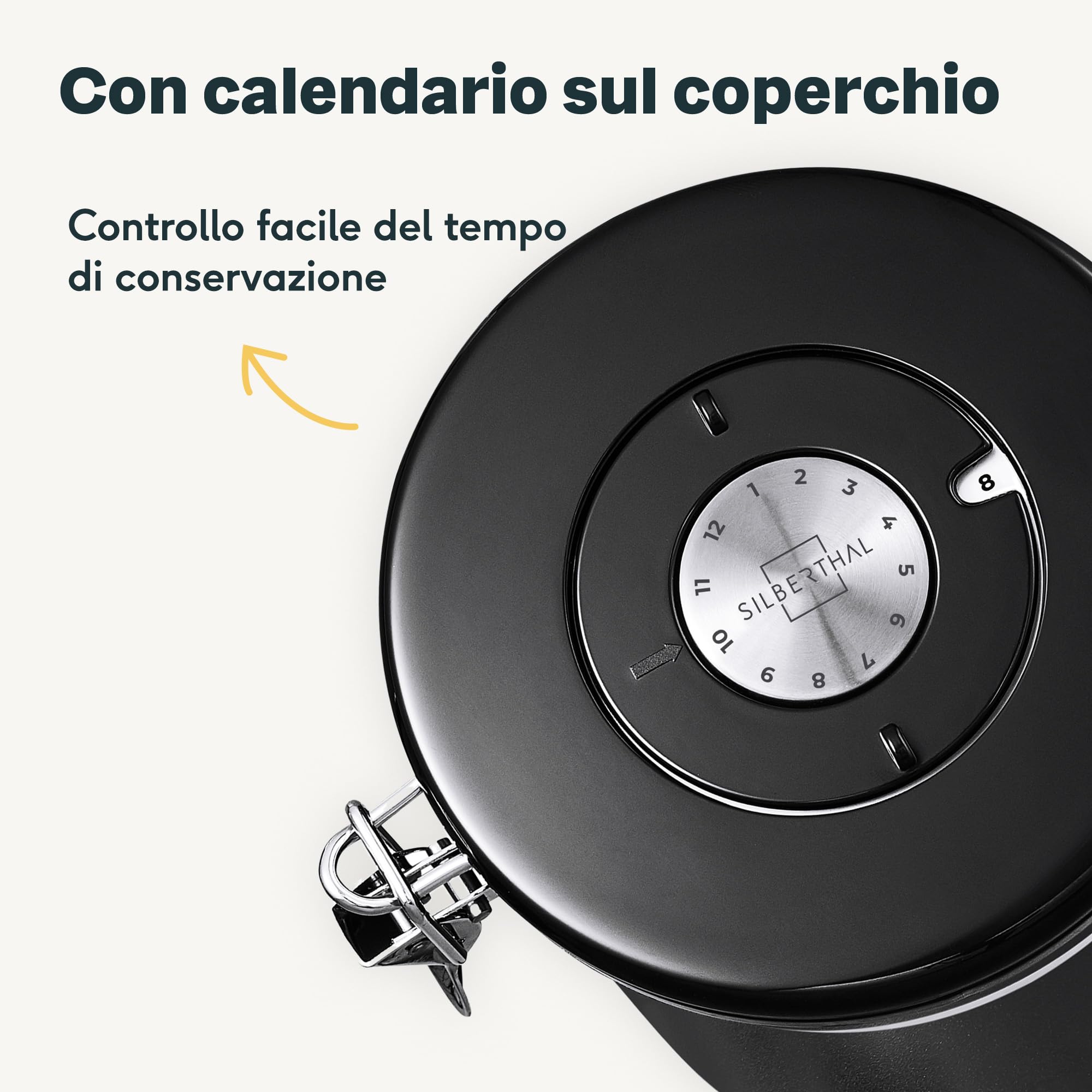 SILBERTHAL Porta caffè ermetico 500g - Acciaio inox con cucchiaio dosacaffè - Contenitore caffe in grani o macinato