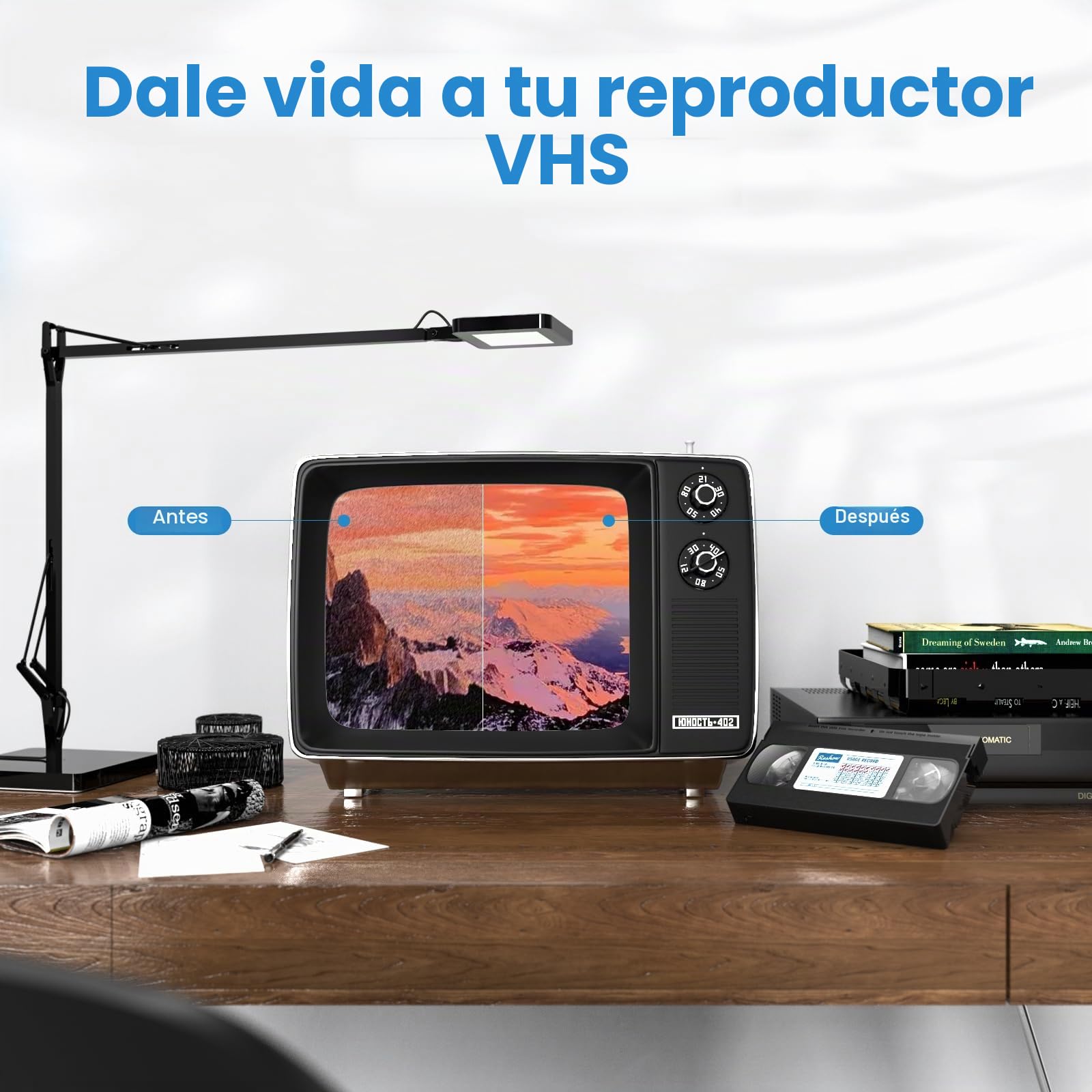 Reshow VCR Head Cleaner/VHS Head Cleaner – Limpiador de cabezal de reproductor VHS y VCR en seco, no requiere líquido