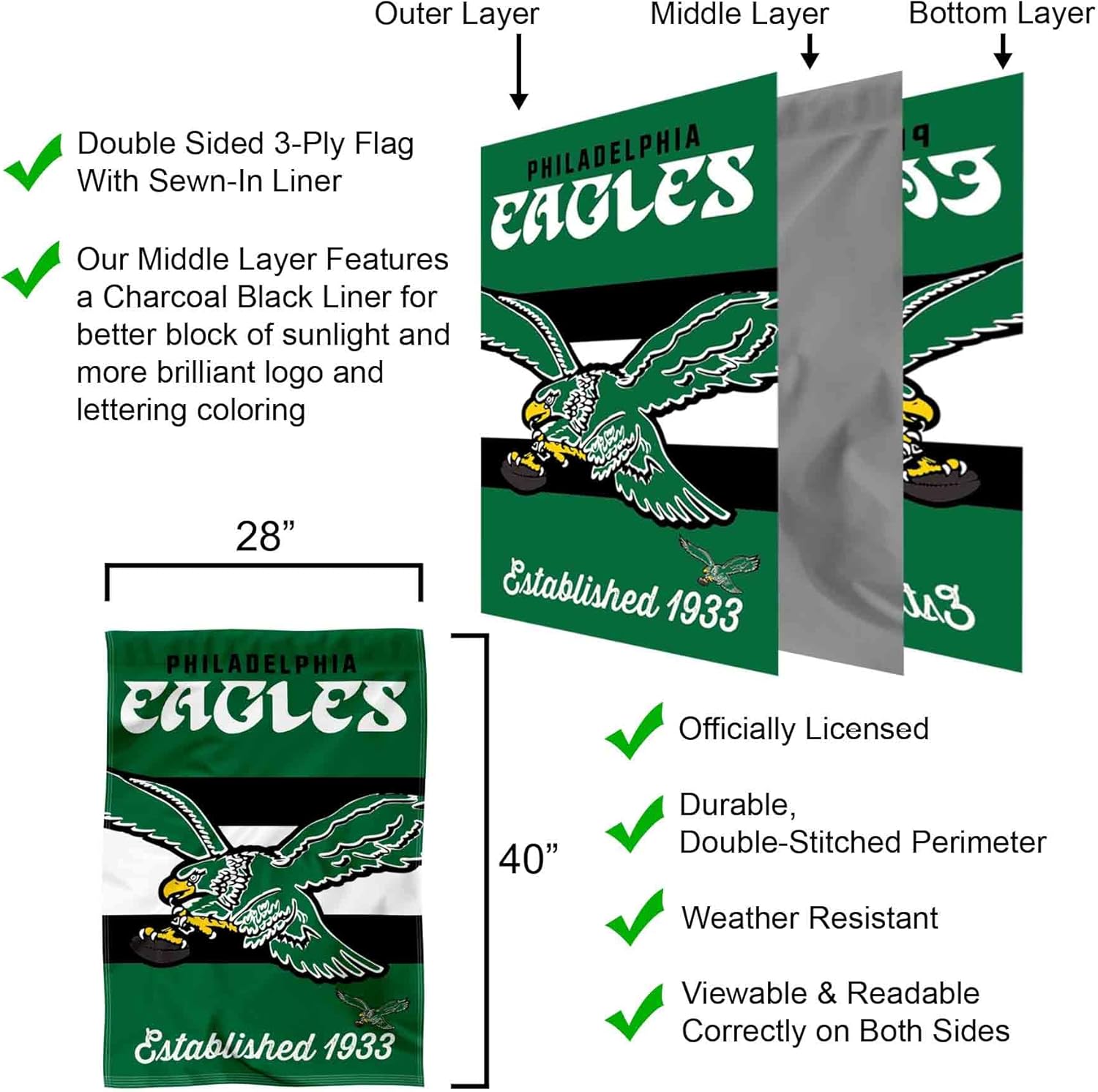 WinCraft Philadelphia Eagles Vintage Throwback Retro Double Sided Banner Flag