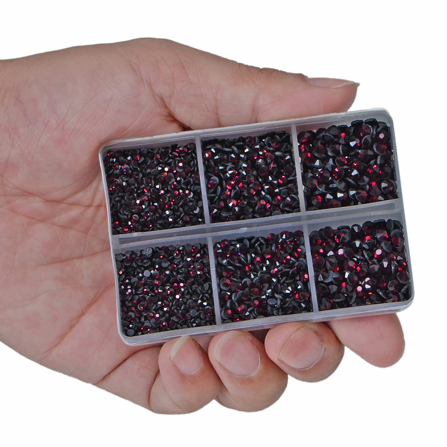 LPBeads 6400 szt. ametystowe cyrkonie z płaskim tyłem 5 rozmiarów mieszane okrągłe kryształowe kamienie szlachetne z pęsetą i kryształami górskimi