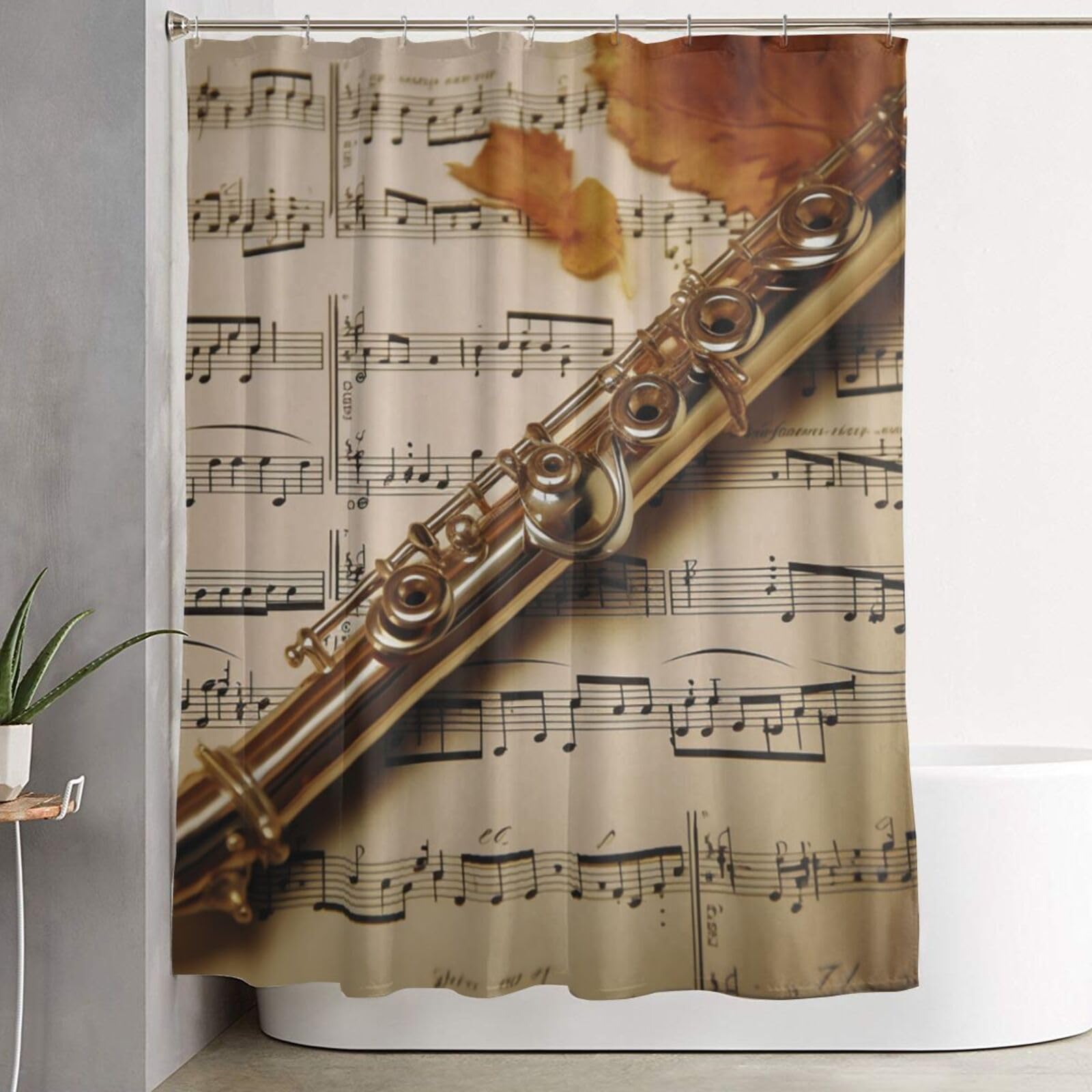 Rideau de douche flûte musicale anti-moisissure imperméable 182x152