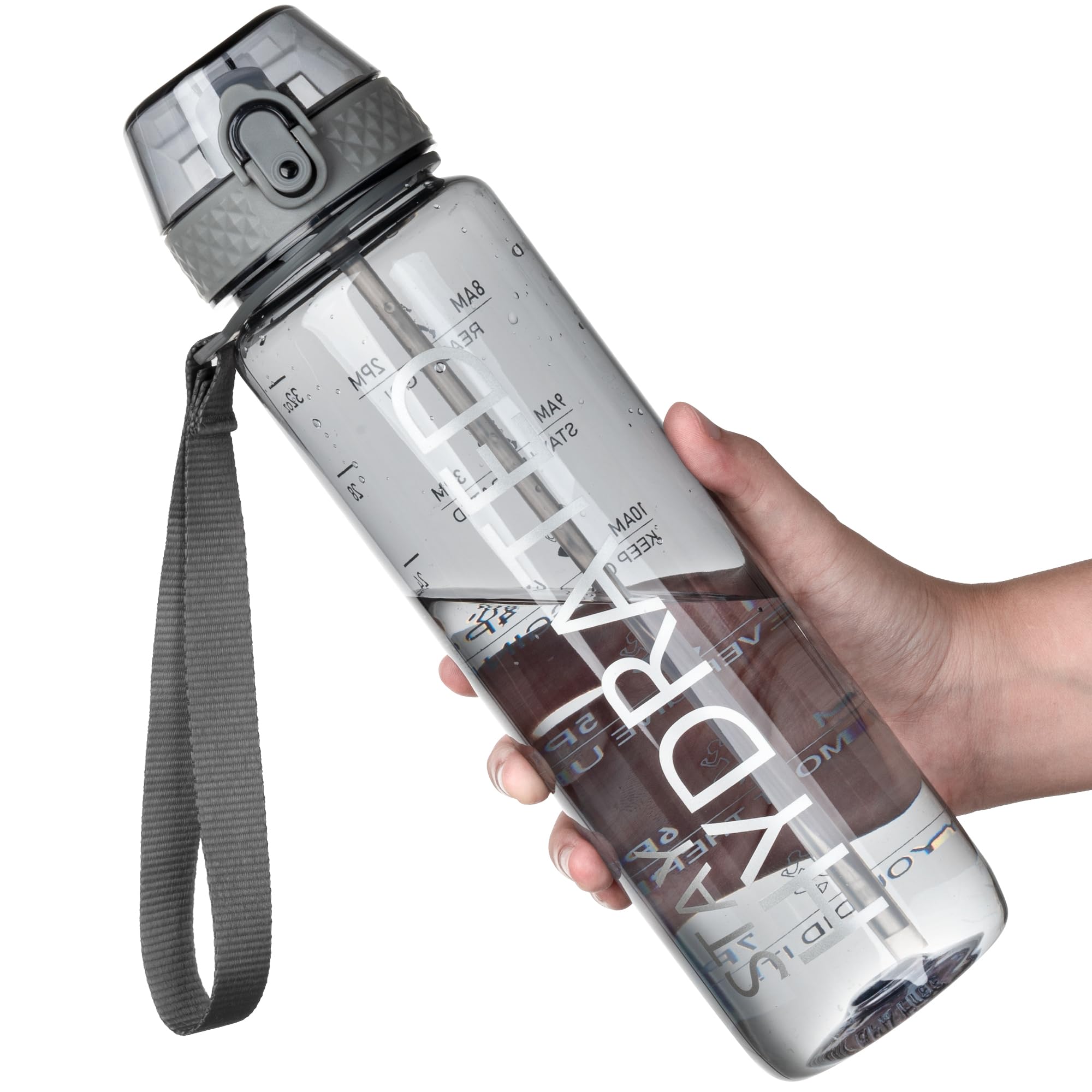OLDLEY 1L Sports Water Bottle with Straw, Tritan 1 Litre Motivational Drink Bottle