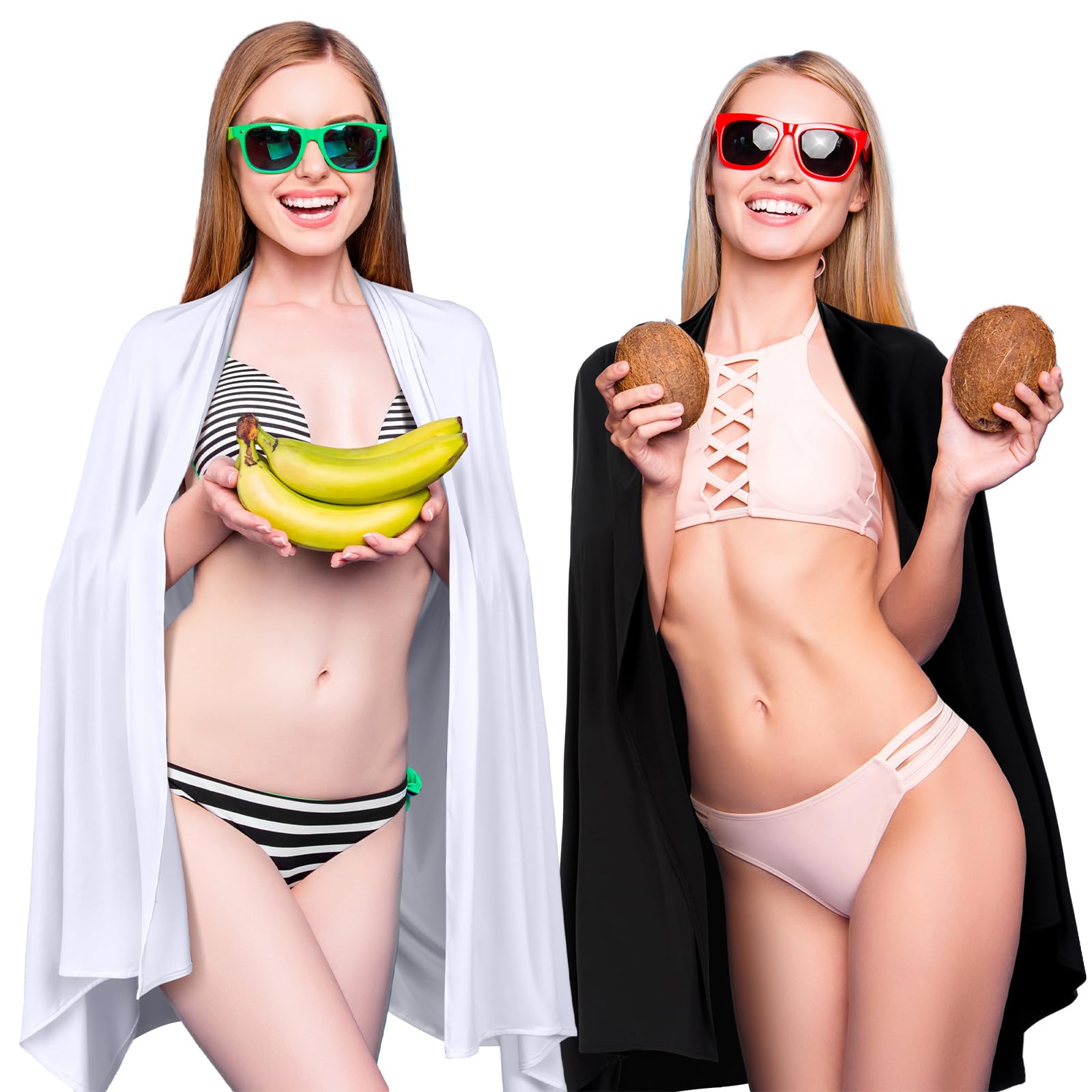 Hahafelt 2 chales de sol para mujer, protección solar UV UPF 50+, chales de viaje para playa, bufanda de verano, color blanco y negro, protección UV, ropa para natación, al aire libre, playa