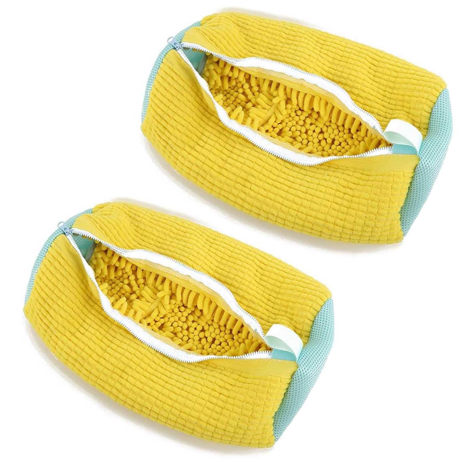 GMHLLES 2 PCS Laundry Shoe Bag Deluvo Shoe Wash Bag Reusable Shoe Cleaning Laundry Bag Shoe Washing Machine Bag Sneaker Mesh Washing Bag Shoe Bag for Washing Machine Premium Zipper(Yellow)