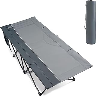 TIMBER RIDGE Camp Beds for Adults, Folding Camping Bed Single with Side Pocket Portable 150kg Capacity, Extra Wide Sleeping Cot with Carry Bag for Outdoor Travel Camping Office Indoor Fishing