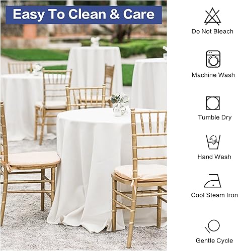 Miniatura 5 de GFCC Mantel redondo de 72 pulgadas, mantel redondo de poliéster para eventos, bodas, fiestas de cumpleaños, banquetes, restaurantes, color blanco