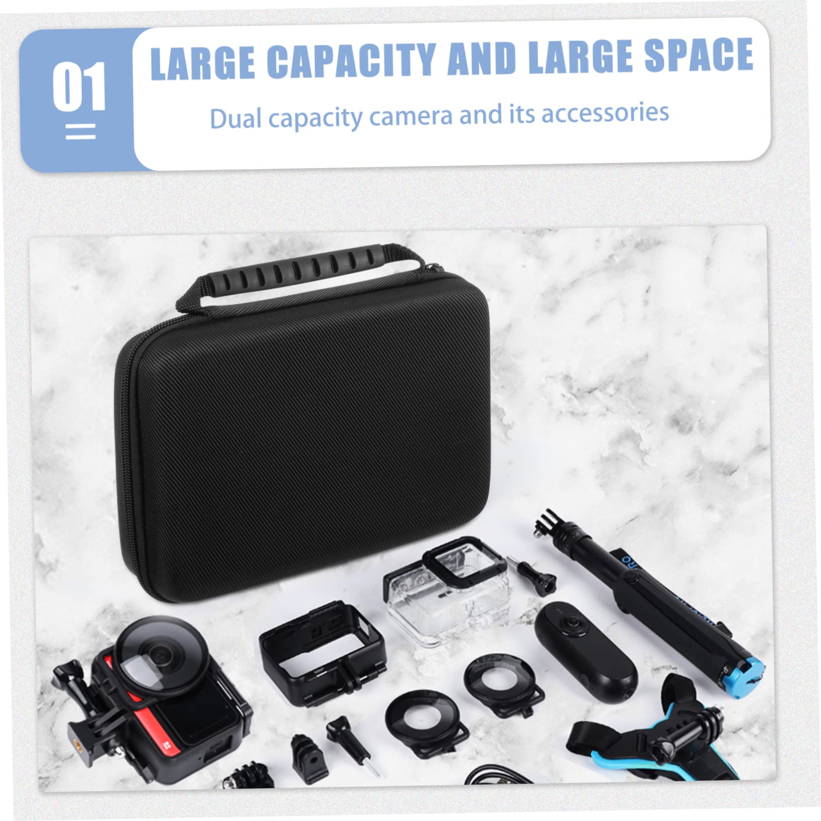 Borsa per Action Camera Supporto per Fotocamera Custodia Rigida per Trasporto di Fotocamera in Oxford Doppio e Cuscinetto Interno in Eva