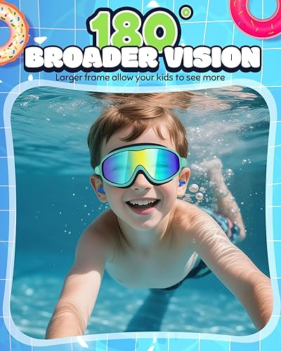 Miniatura 2 de Rantizon Gafas de natación para niños, paquete de 2, antiempañamiento y rayos UV para niños y niñas, sin fugas, gafas de natación de visión amplia