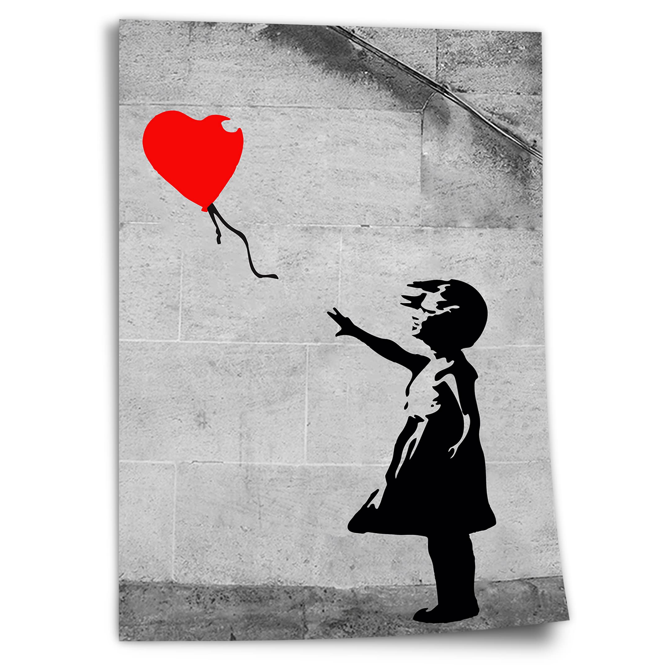 Cotton Poster Banksy: Balloon Girl classic street art, unframed art print, mural - A4, A3, A2, A1, A0, XXL
