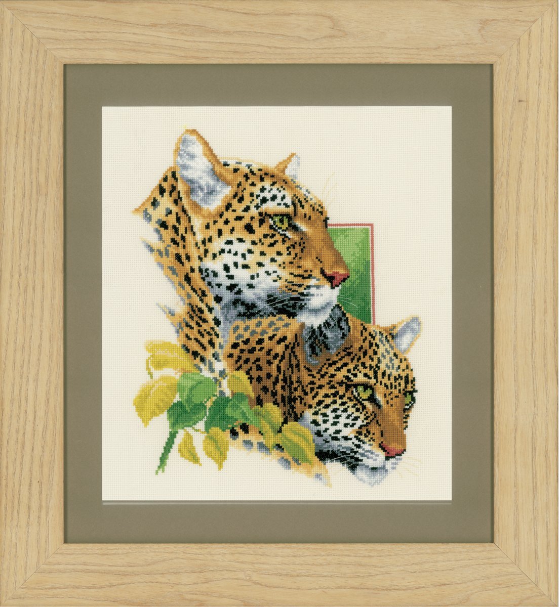 Vervaco Kit Punto Croce Contato COPPIA DI LEOPARDI Decorativi Per Pareti ca. 29 x 33 cm Set Fai Da Te Creativo Adulti Ricamo Casa Decor Arte Da Parete Kit Per Hobby Cross Stitch