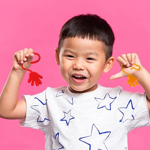 Miniatura 3 de ArtCreativity Manos pegajosas con purpurina, paquete de 24, dedos locos elásticos, juguetes divertidos y coloridos para niños, recuerdos de fiesta